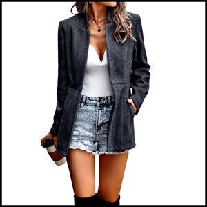 Women's Long Sleeve Notch Lapel Open Front Blazer Jacket Business Casual